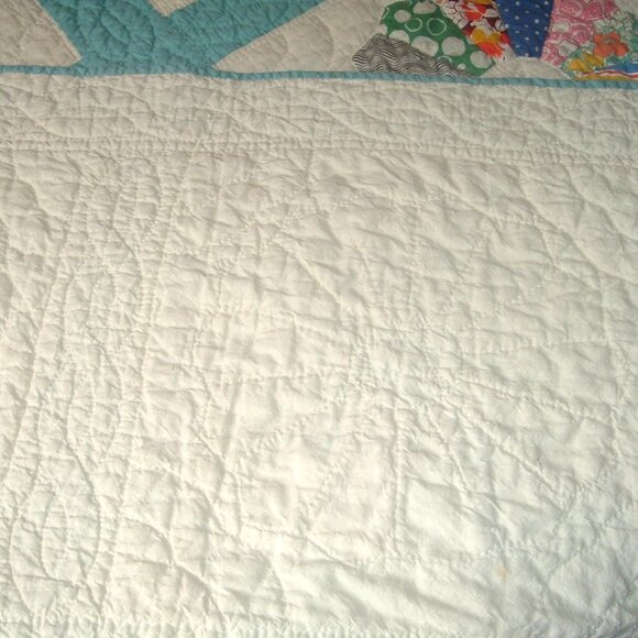 VTG Handmade Dresden Plate Quilt 68” X 88” Full/Queen Grandma SEE 10 PICS, NICE! - Picture 10 of 10